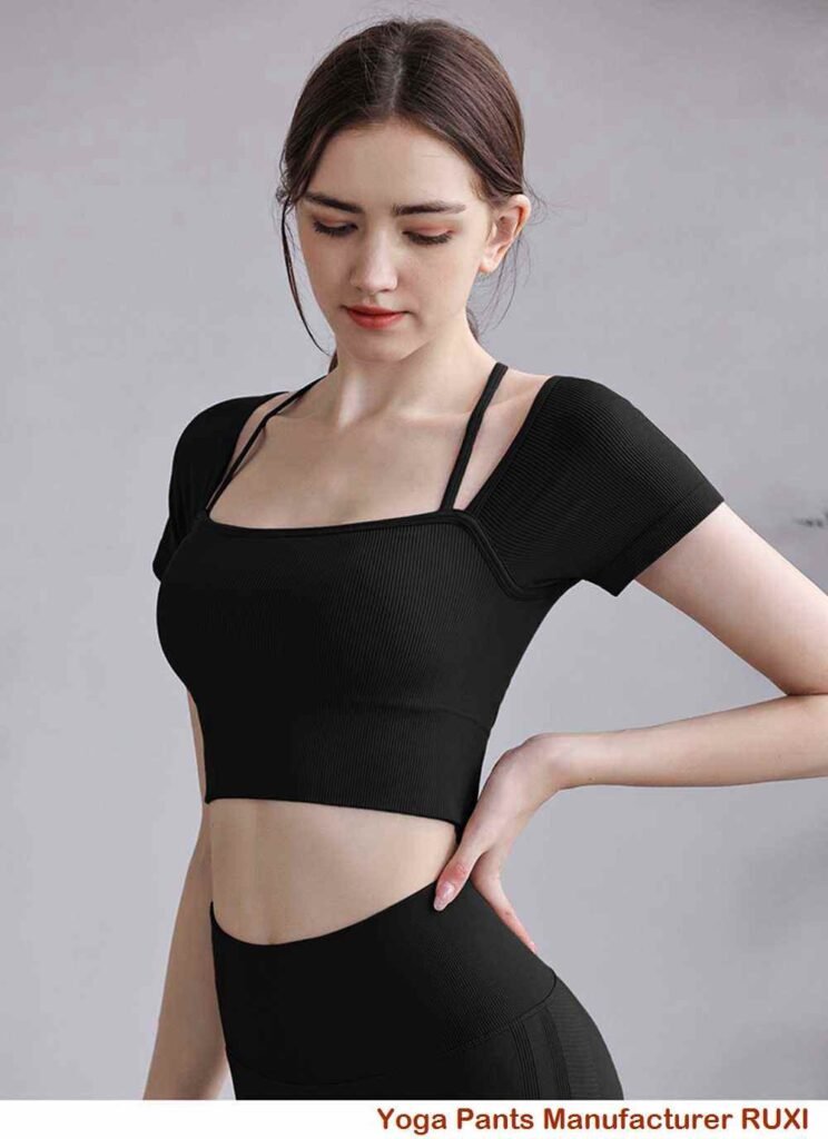 Beigefarbene hoch taillierte Sport Leggings Ruxi at613