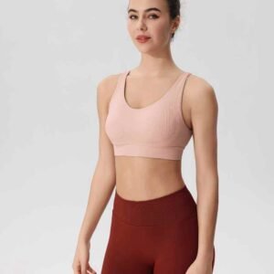 Hellbraune Yogahose für Damen mit hoher Taille und dehnbar